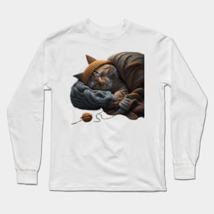 Sleepy Kitty Cat Knitten Kitten Long Sleeve T-Shirt